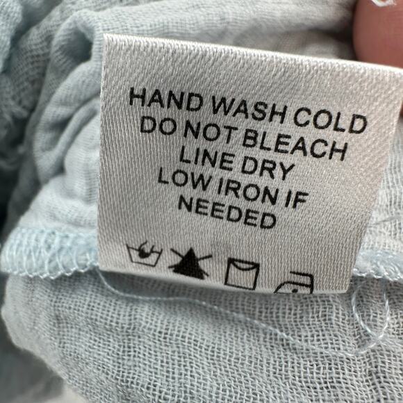 Attar'd State Cropped Sleeve Shirt Ruffle Trim Womens S Light Blue Peplum V-neck - Picture 10 of 10